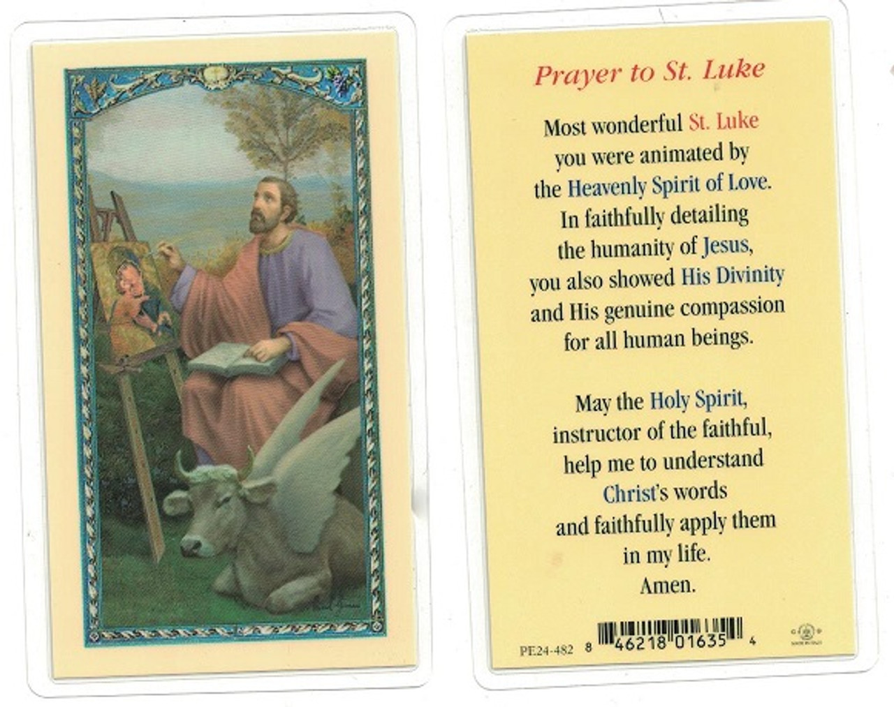 Prayer To St. Luke Laminated Prayer Card