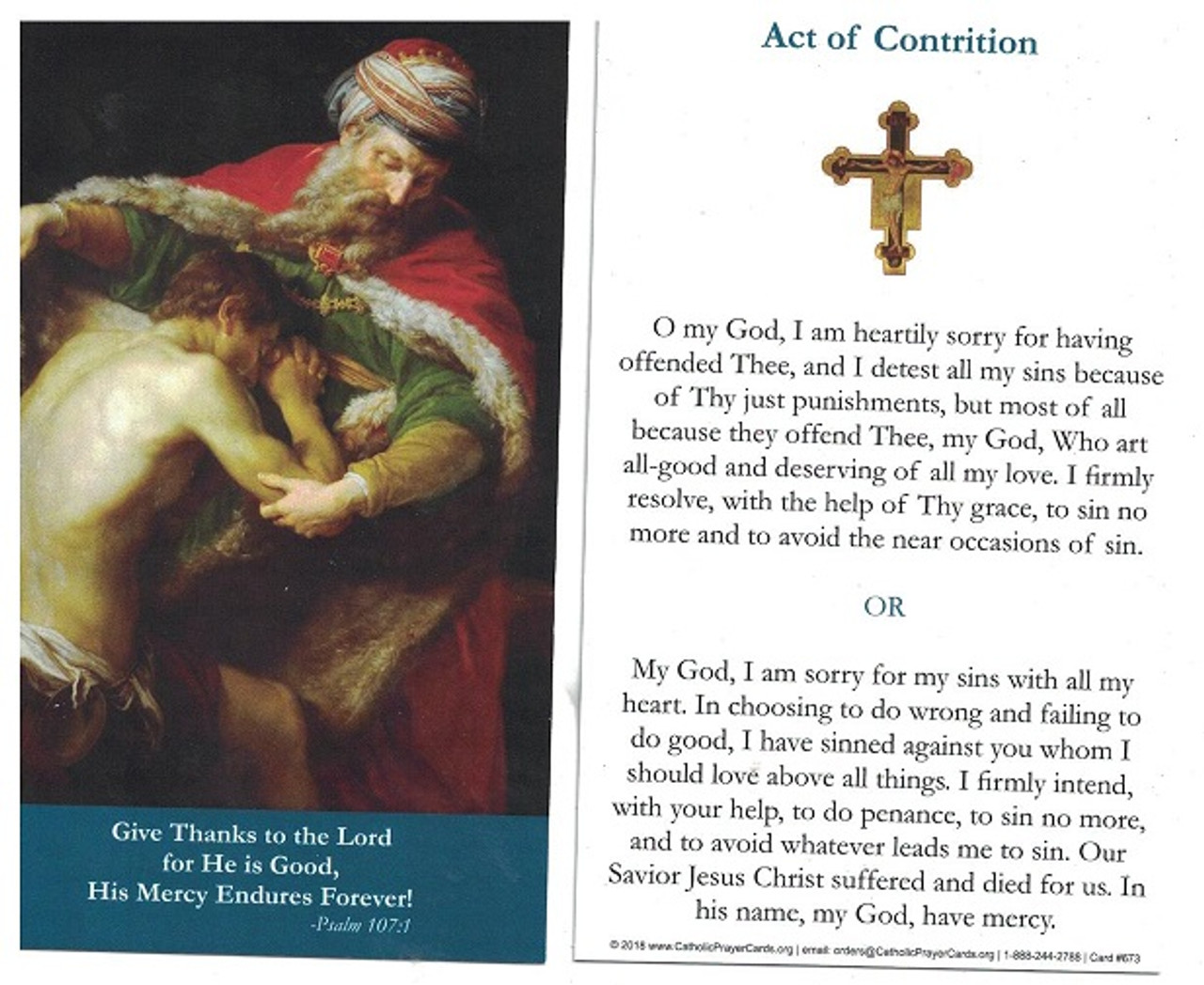 Act of Contrition Prayer Card