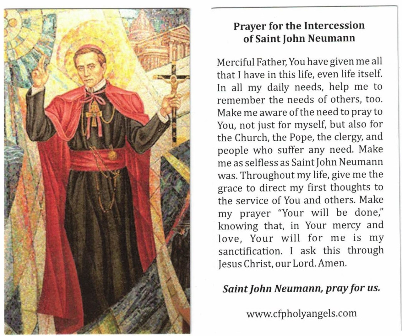 Saint John Neumann Prayer Card