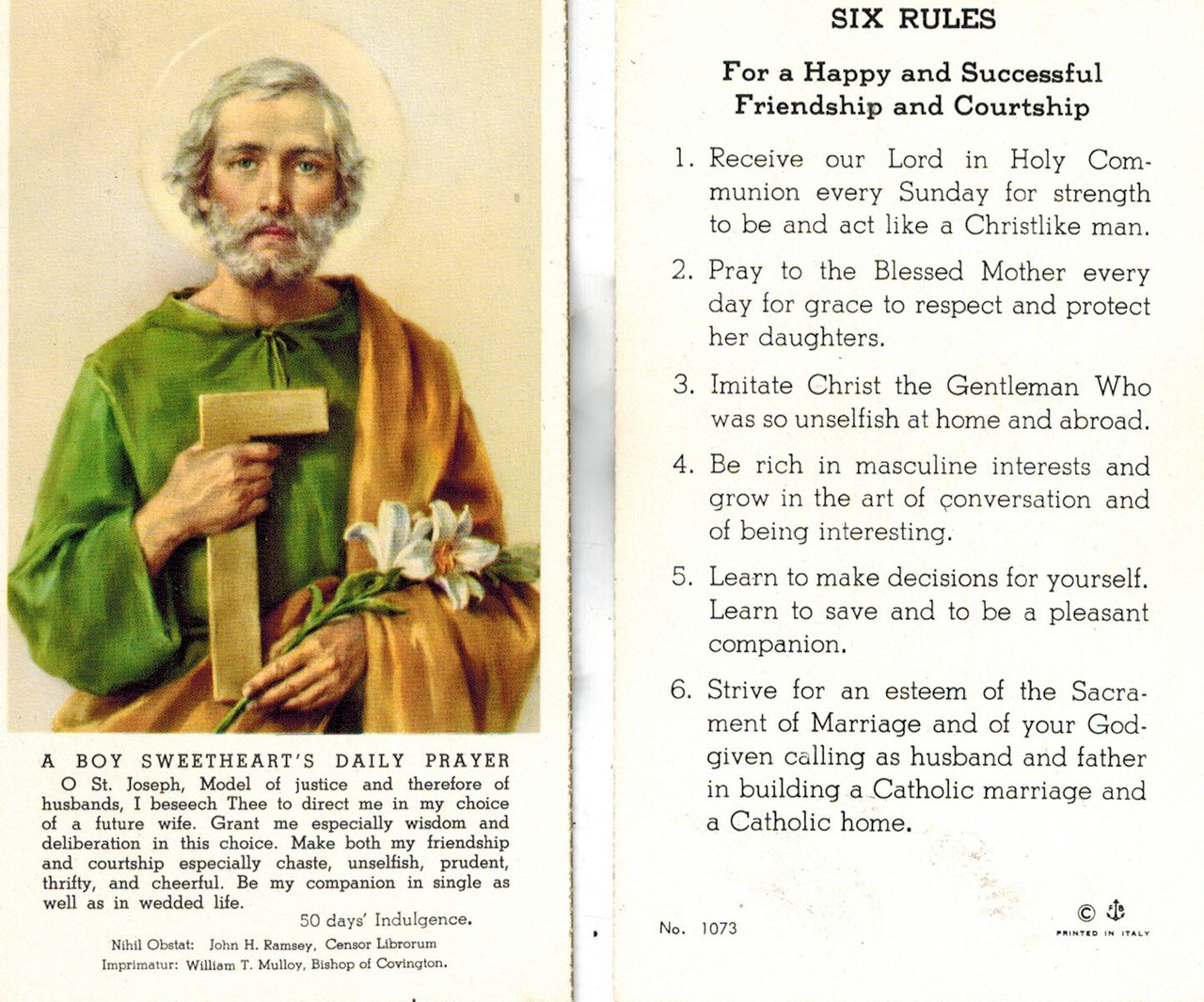 Rules for Courtship Prayer Card