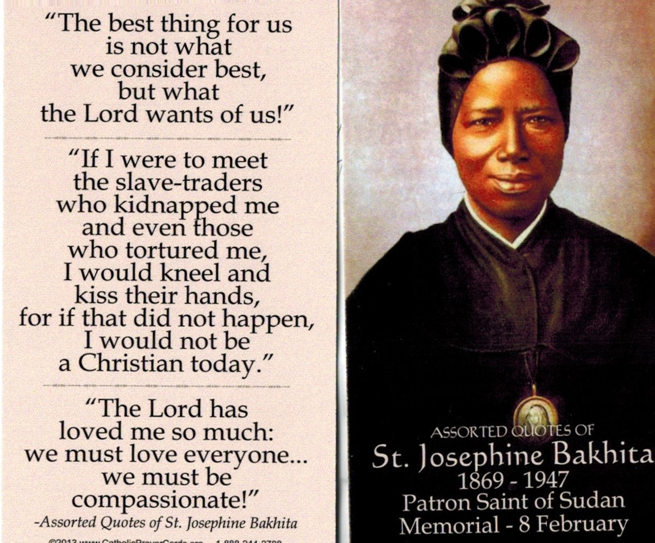 Quotes from Saint Josephine Bakhita Prayer Card