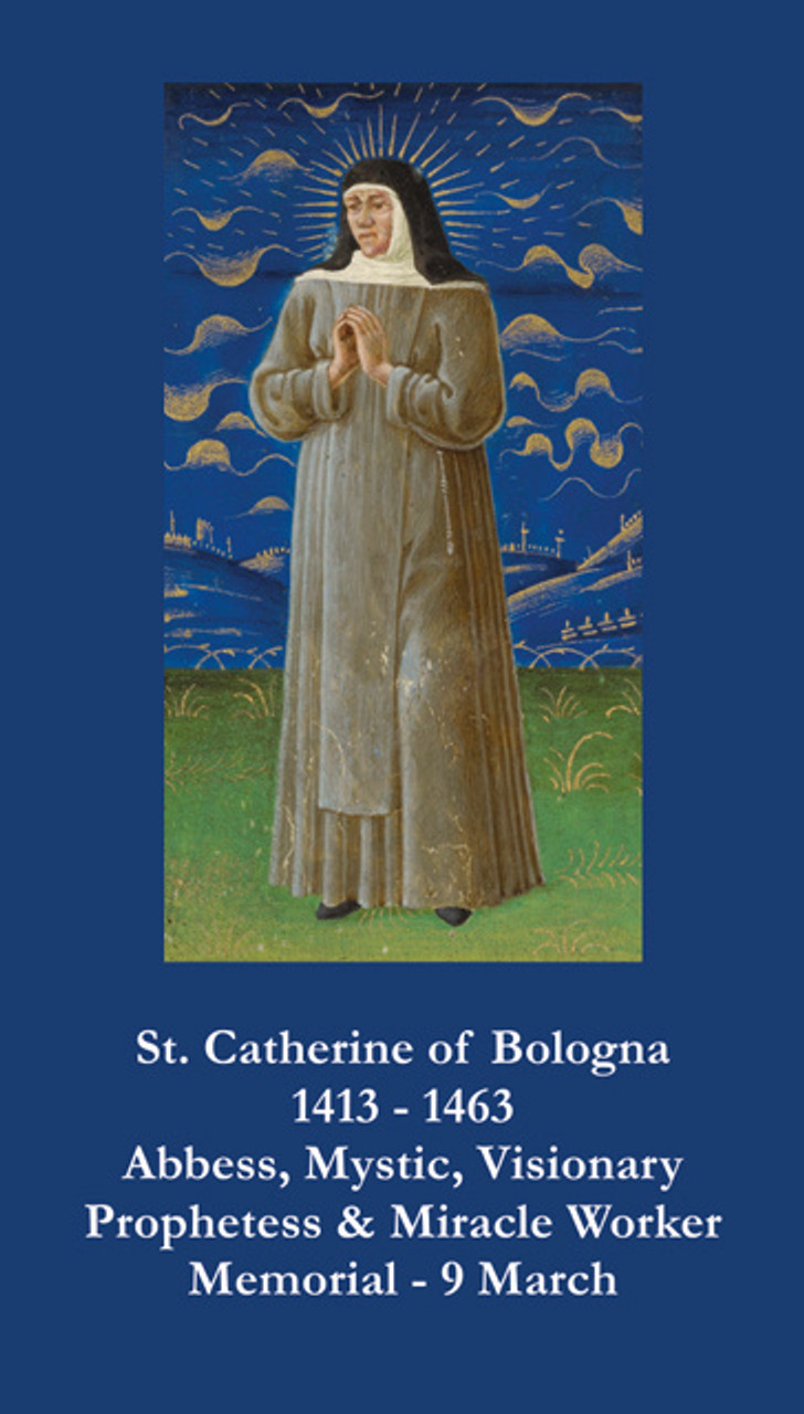 Saint Catherine of Bologna Prayer Card with her quote on living a holy life