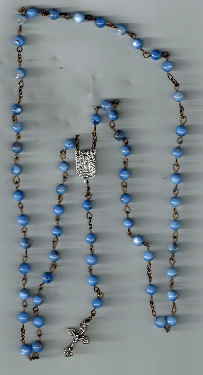 Handmade Vintage Looking Blue Bead Chain Rosary