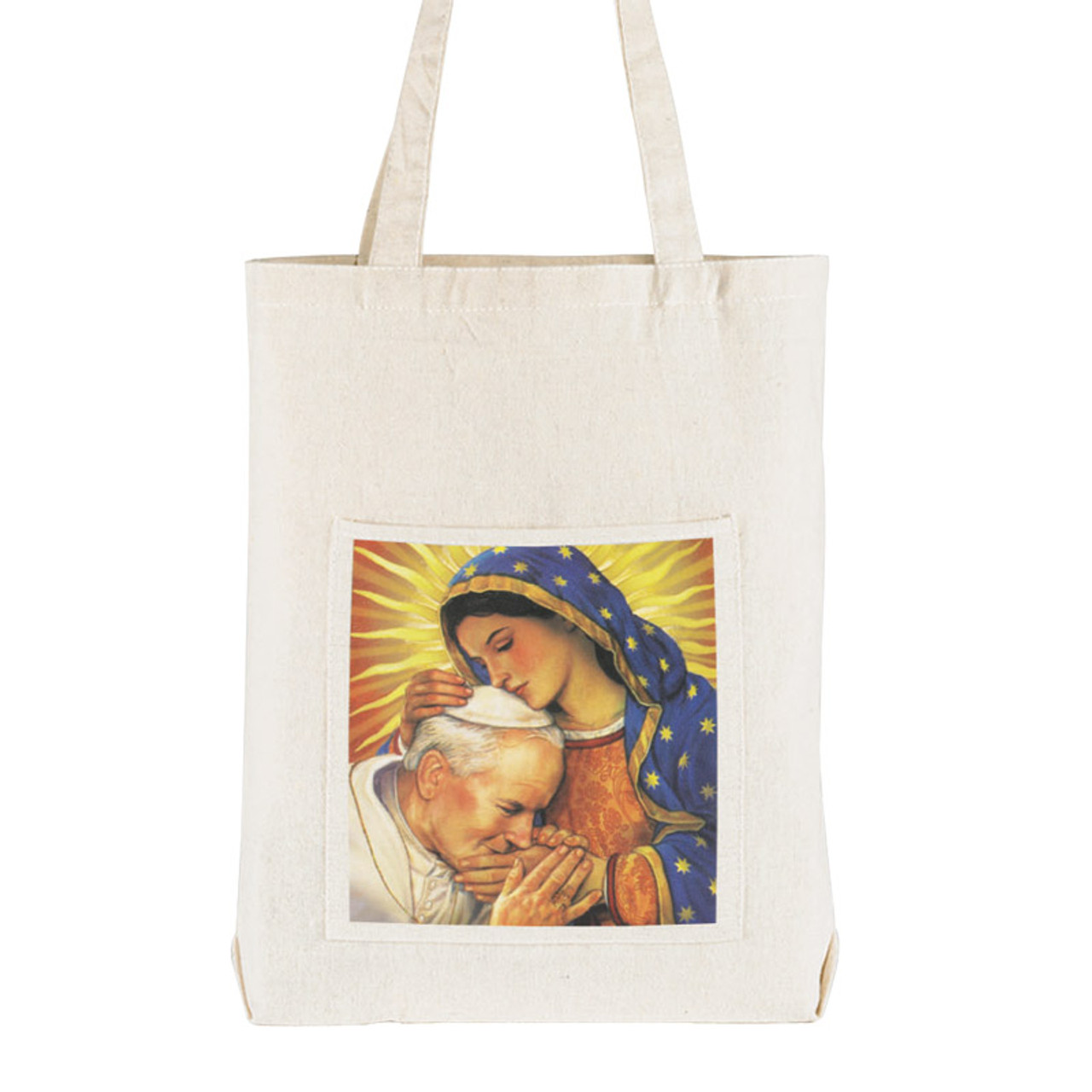 Pope Saint John Paul II with Our Lady of Guadalupe tote bag