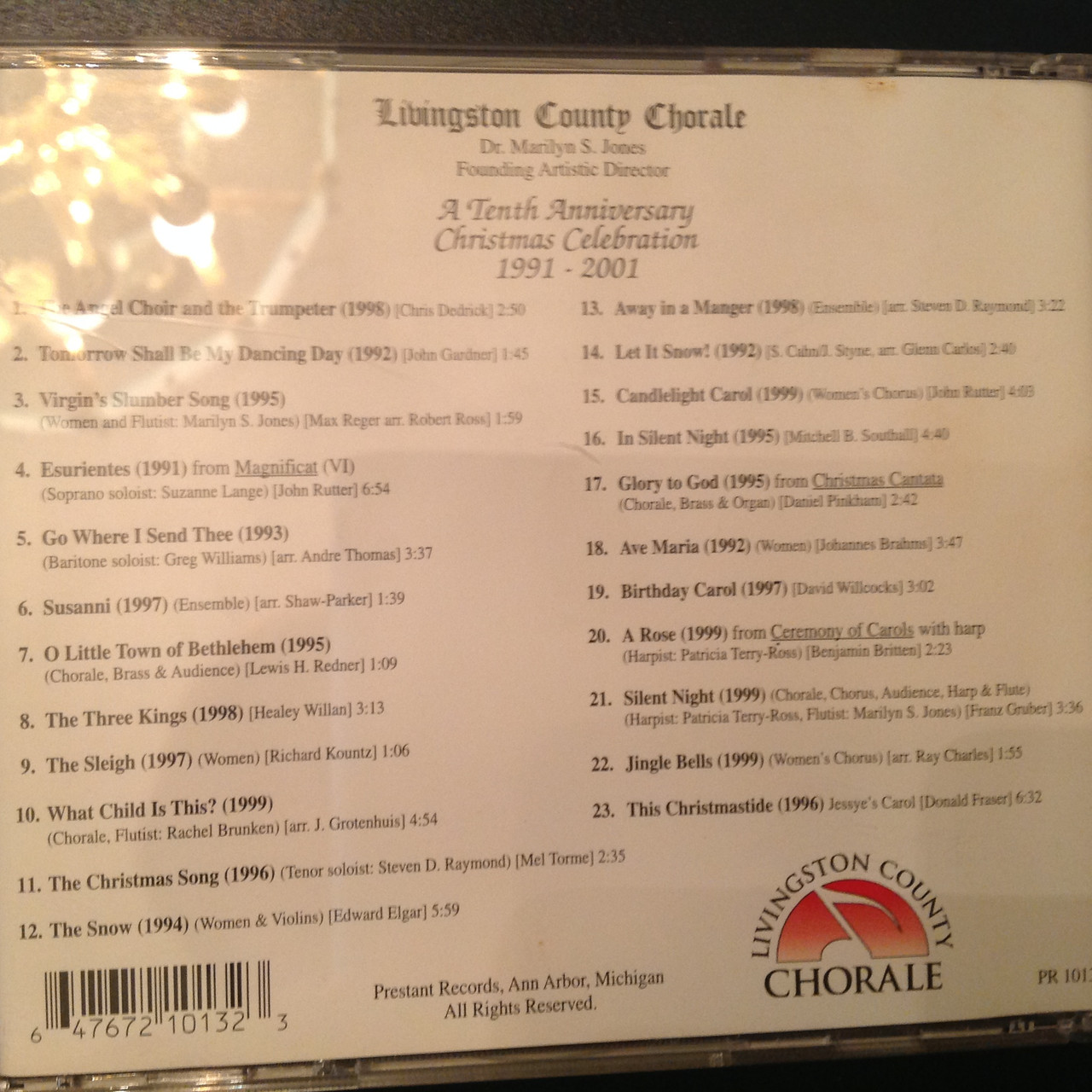 Livingston County Chorale, A Tenth Anniversary Christmas Celebration 1991-2000 CD