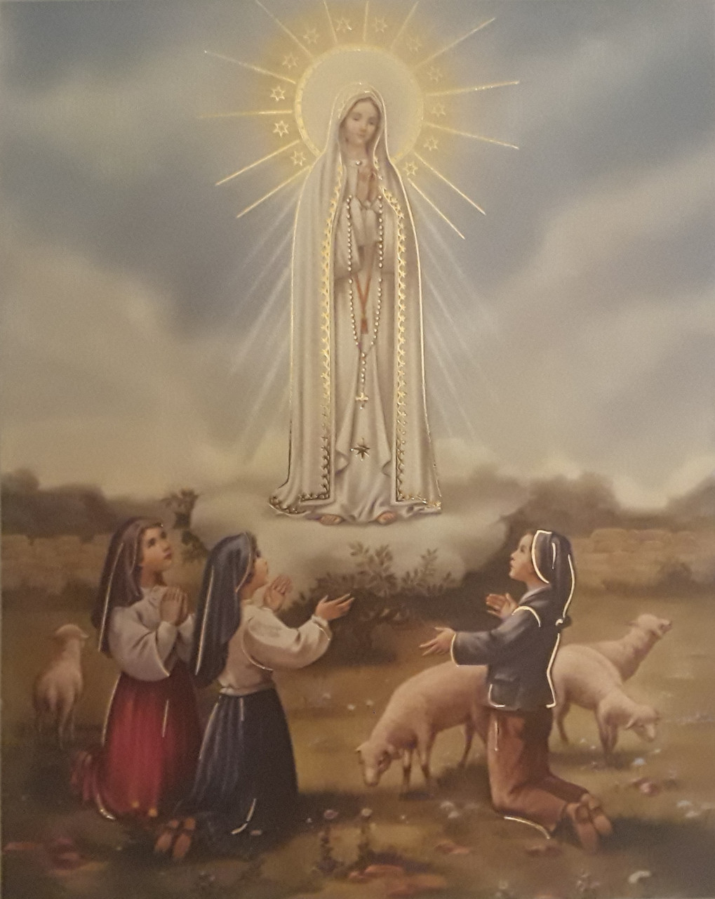 Our Lady of Fatima with Gold Highlights print