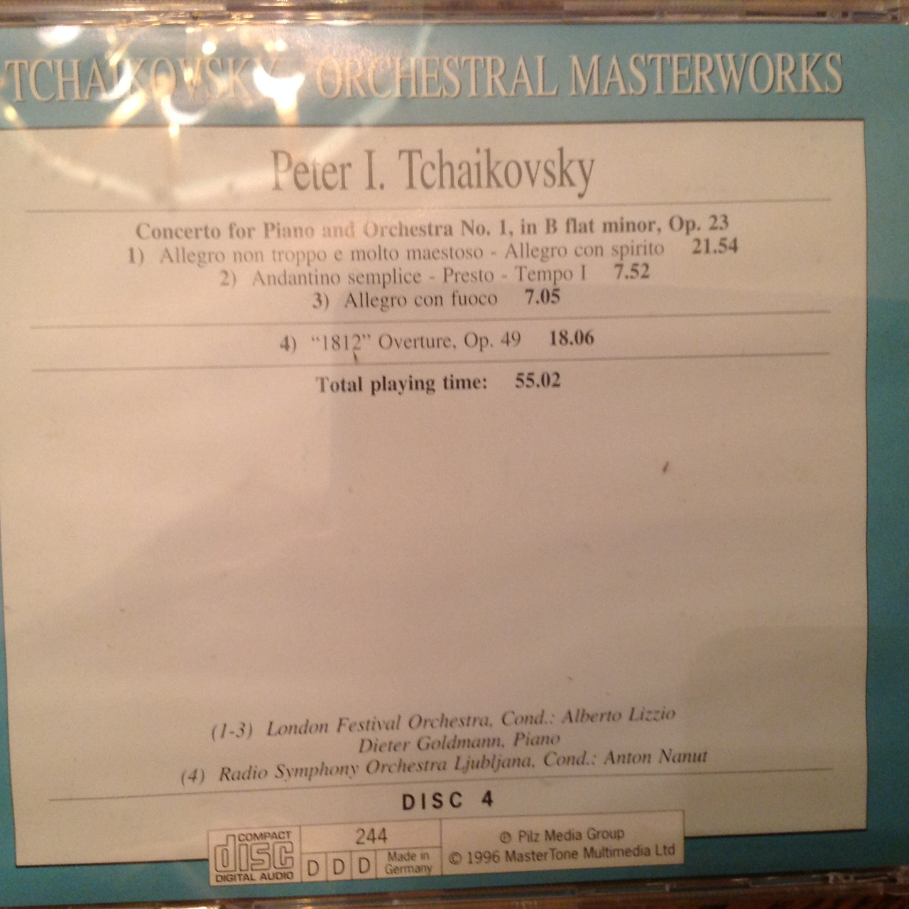 Tchaikovsky, Piano Concerto No. 1, "1812" Overture CD