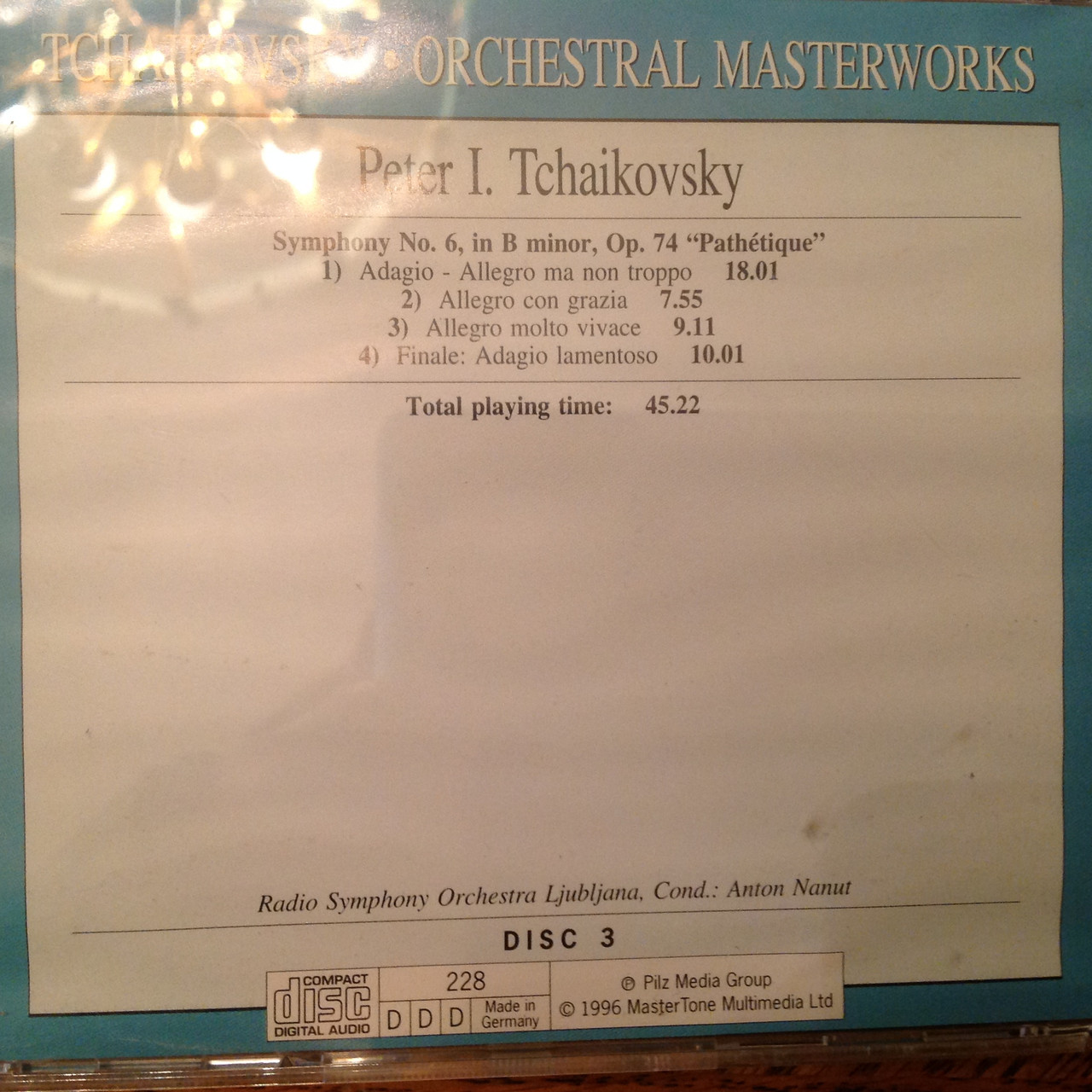 Tchaikovsky, Symphony No. 6 "Pathetique" CD