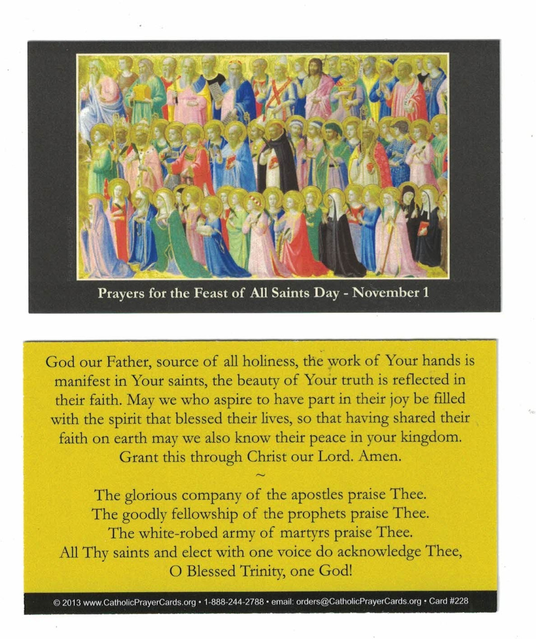 Feast of All Saints Day Prayer Card
