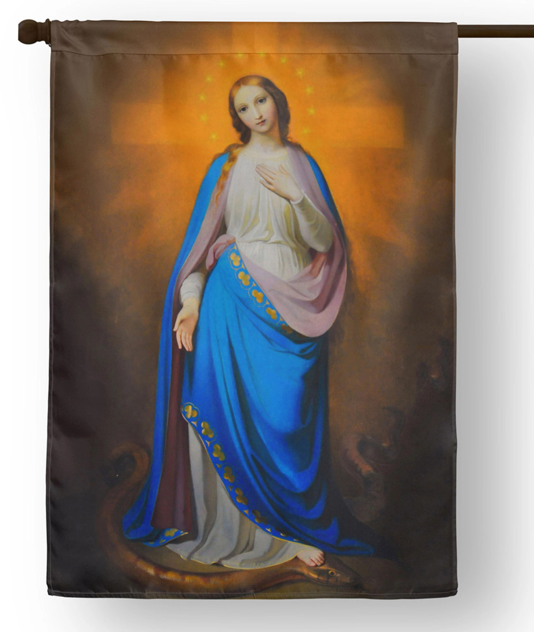 Virgin Victorious Outdoor House Flag Featuring Blessed Mother 