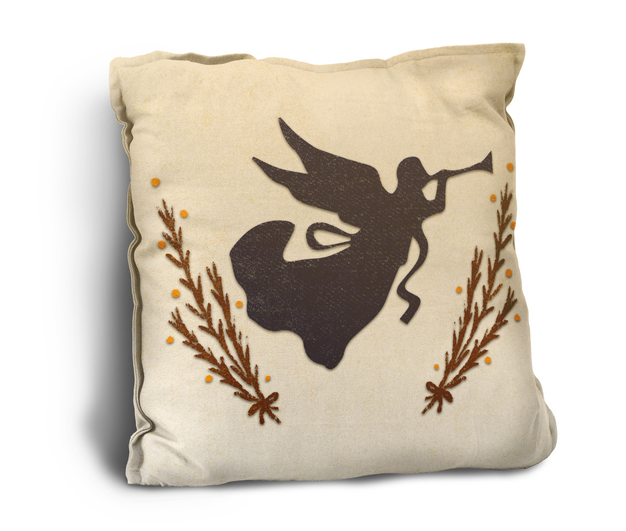 Angel with Trumpet Rustic Pillow