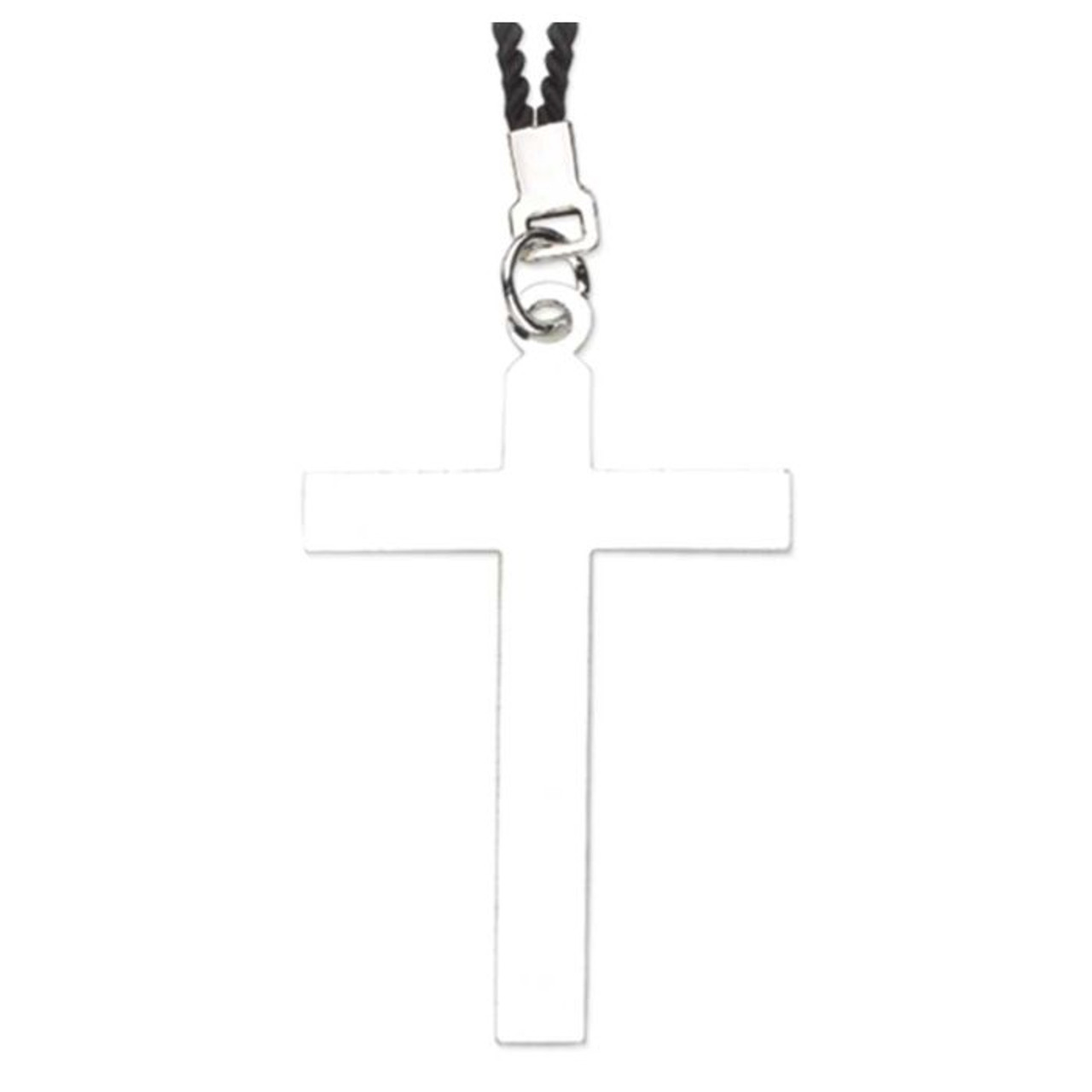 2 1/4" Nickel Cross on a Black Cord