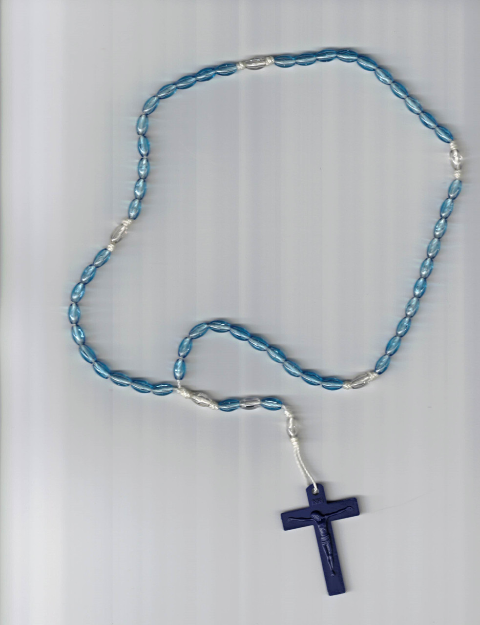 Clear Blue and Dark Blue Plastic Rosary