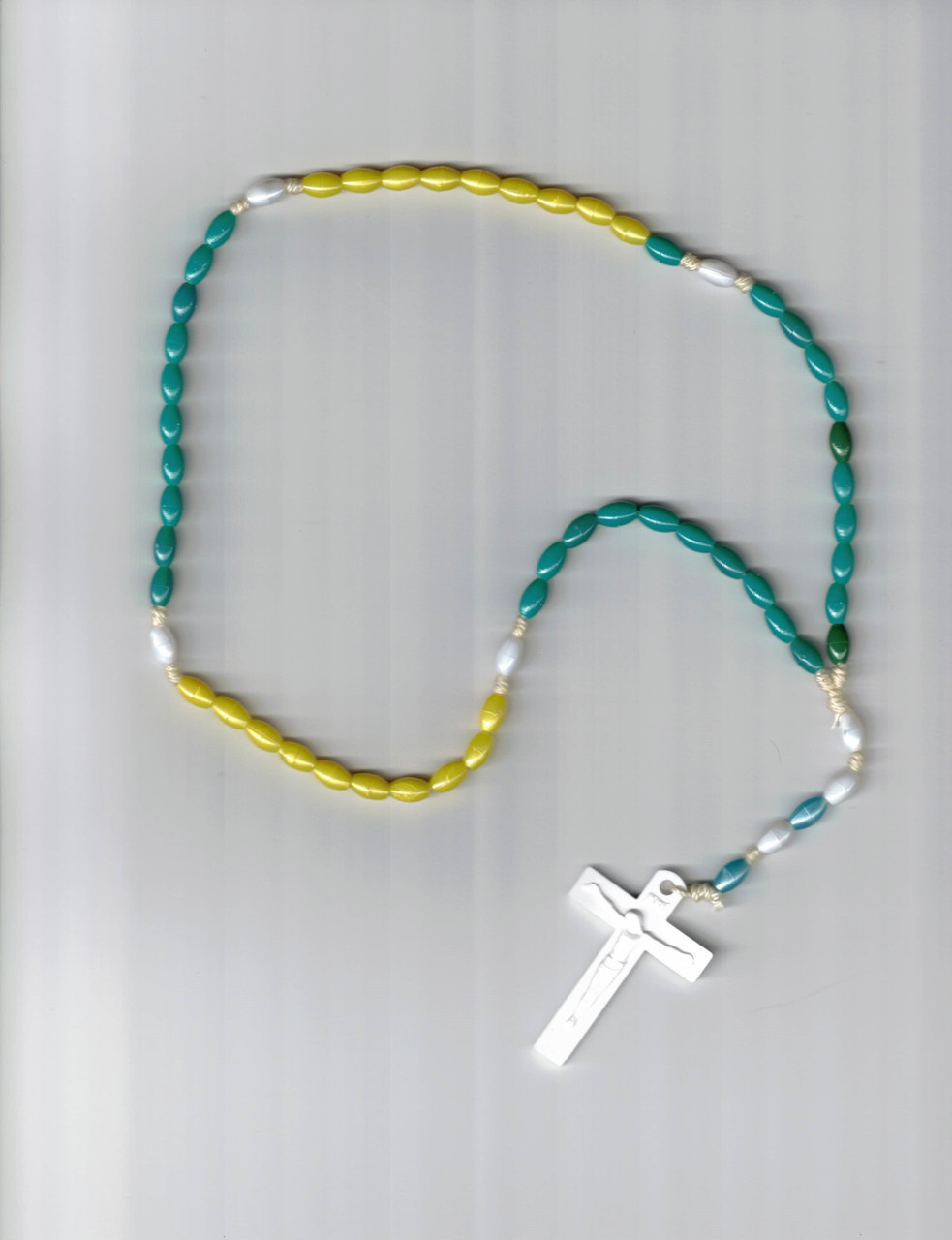 Yellow, Green and White Plastic Rosary