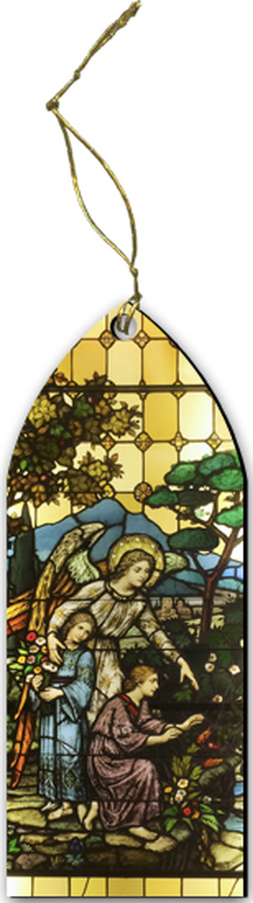 Guardian Angel Stained Glass Wood Ornament 