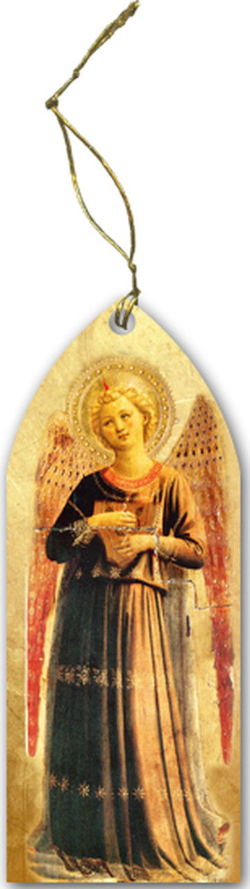 Fra Angelico Angel with Harp Wood Ornament