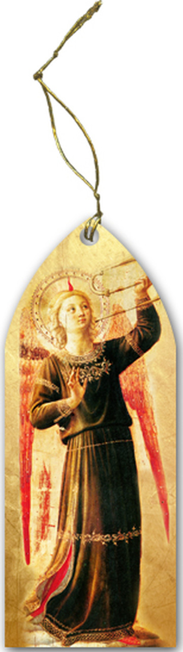 Fra Angelico Angel with Horn Wood Ornament