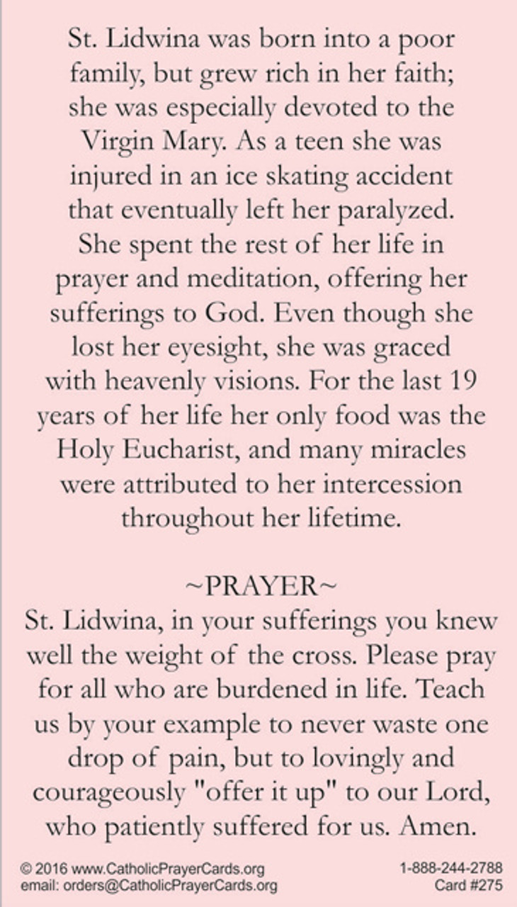 Back of prayer card