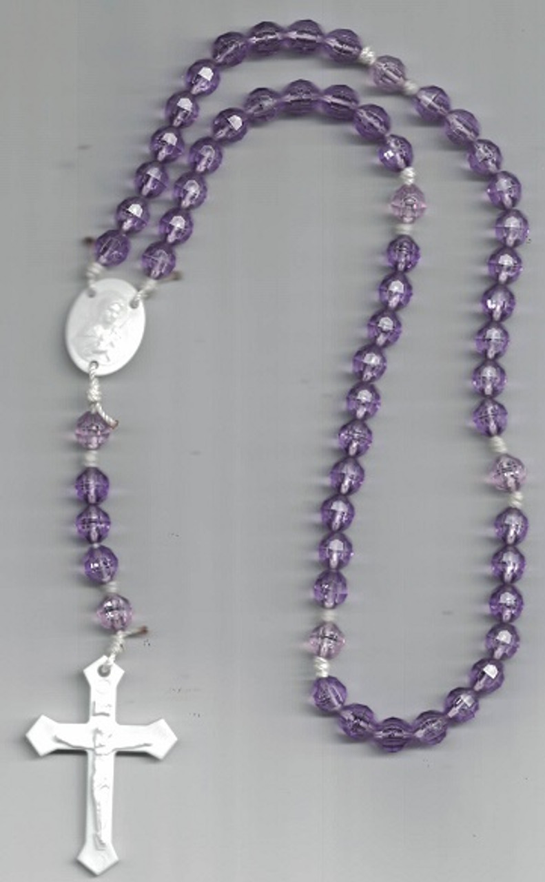 Mauve and Pink Plastic Bead Rosary