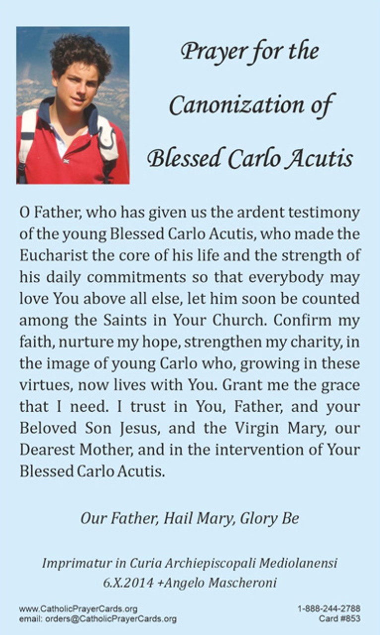 Prayer for Canonization of Blessed Carlo Acutis