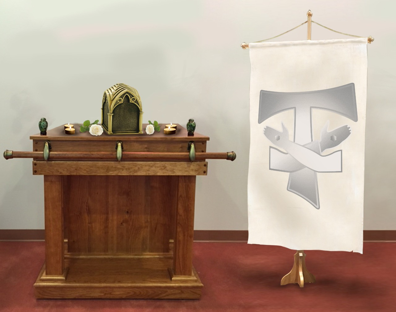 Crossed Arms Tau Banner or Funeral Pall