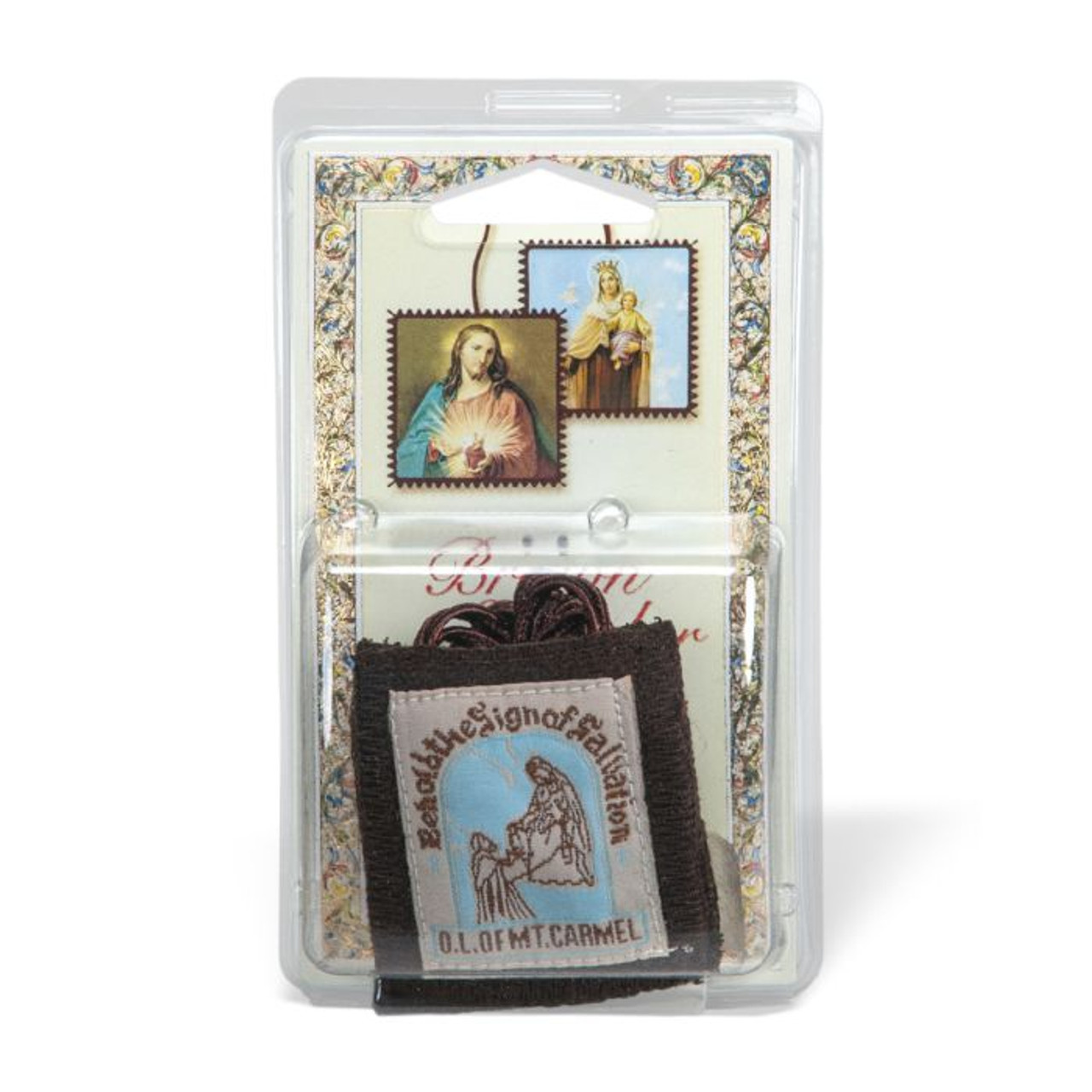 Our Lady of Mount Carmel Scapular Boxed with Saint Benedict Medal and Crucifix