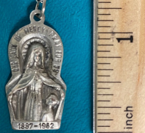 Vintage Memorial Medal - Mission of Our Lady of Mercy, Chicago, IL 1887-1962 on 16" Stainless Chain