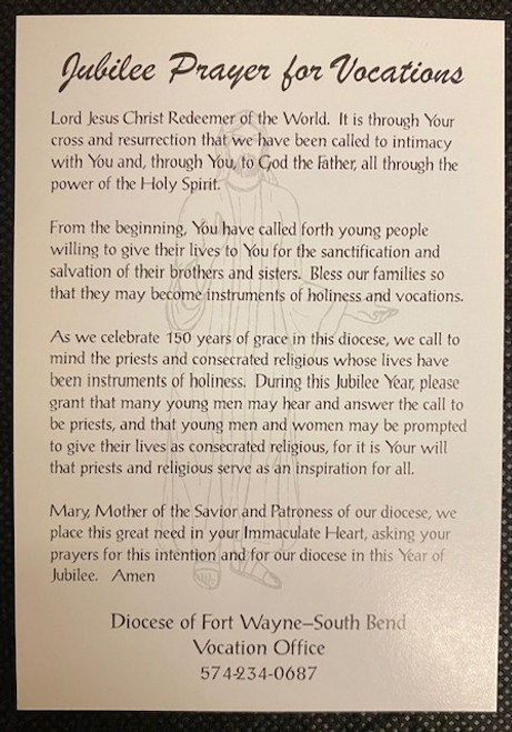 Sesquicentennial Jubilee Prayer card