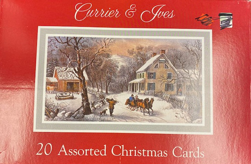 Real Retro Christmas Cards Unused in Original Box! Rare Find! Beautiful Nostalgic  Currier & Ives - 20 Assorted Retro Christmas Cards in Original Box