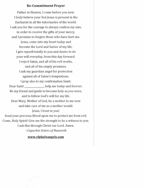 Re-Commitment Prayer for First, Second, or Third Order Religious Life