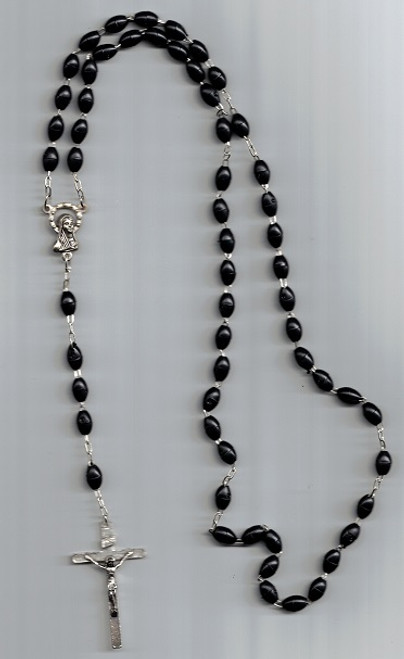 Black Rosary on Strong Chain with Rosary Pouch