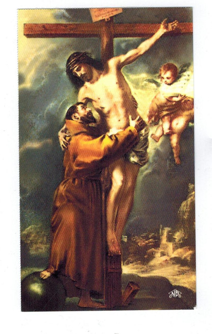 Saint Francis Embracing Jesus Blank Prayer Card