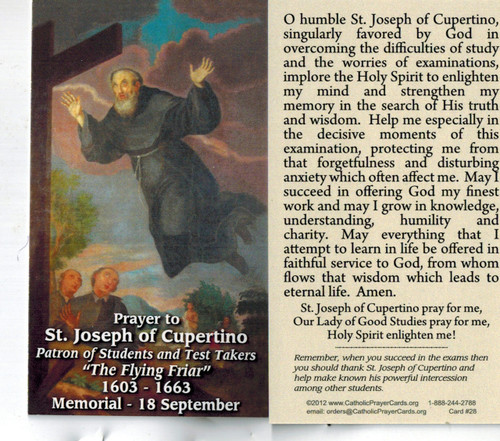 Student's Rosary - St. Thomas Aquinas & St. Joseph Cupertino Medal- Includes Cupertino Prayer Card