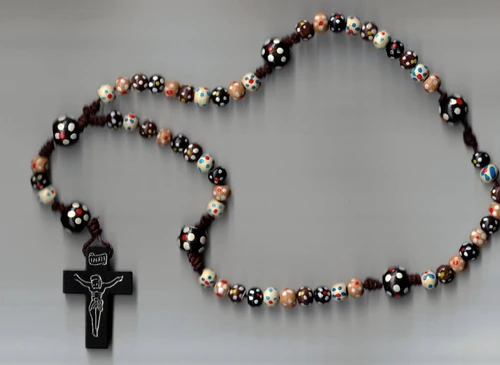 Retro brown bead rosary