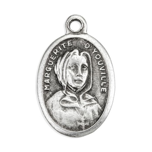 1" Oval Antiqued Silver Oxidized Saint Marguerite Medal