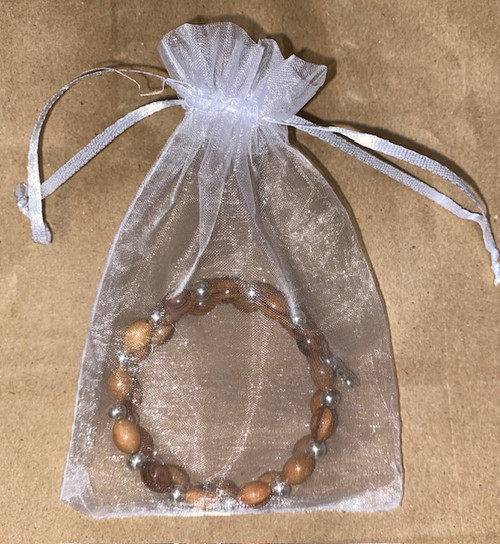 Holy Land Olive Wood Wrap Bracelet with mini 4-way medal