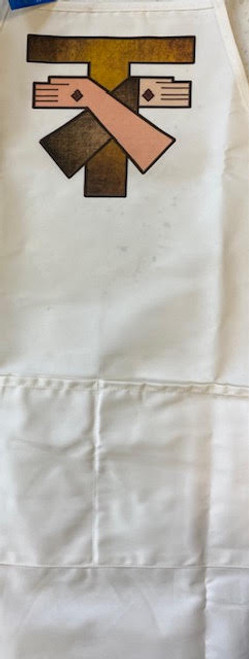 *Discounted* Franciscan Crest Apron (White) -small ink marks
