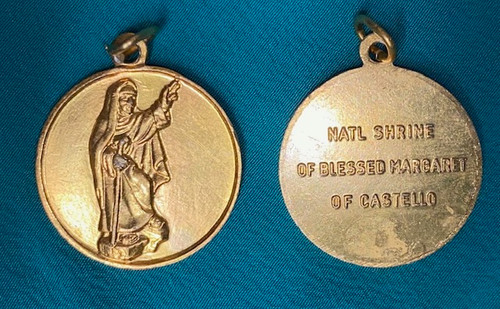Gold Tone Saint Margaret of Castello Medal, patron of those with disabilities