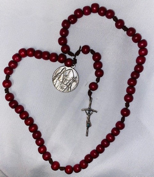 Pope St. John Paul II Rosary - Handcrafted with Vintage Crucifix & Medal