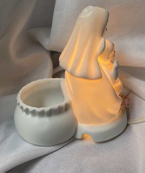 Vintage Working Ceramic Night Light with Votive Holder - Mary & Child