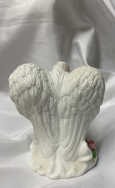 White Bisque Ceramic Guardian Angel with Children