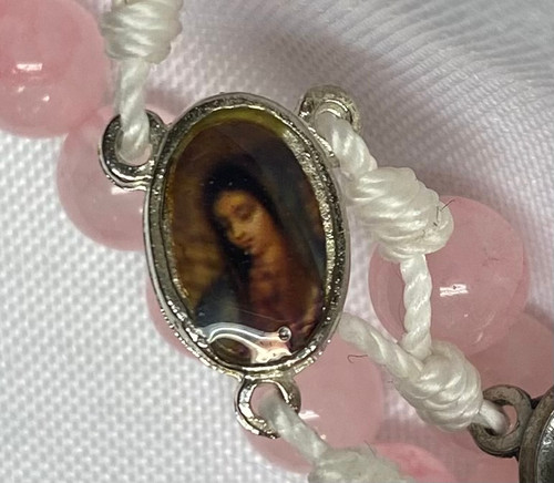 Rose Quartz Rosary with Vintage Miraculous Medal - Beautiful!