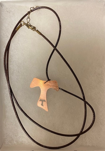 1" Tau Necklace with Tau cutout-Solid Copper with Leather Cord