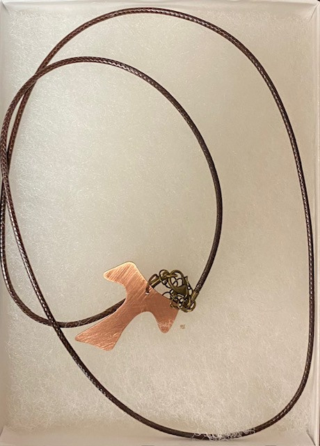 1" Tau Necklace-Solid Copper with Leather Cord