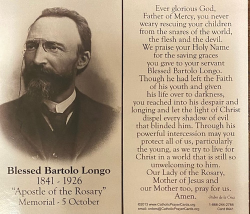 Blessed Bartolo Longo Prayer Card - Close Out