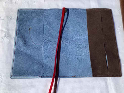 Magnificat Cover - Standard Size - Cornflower Blue Leather with Beautiful Hand Painted Sacred Heart Image