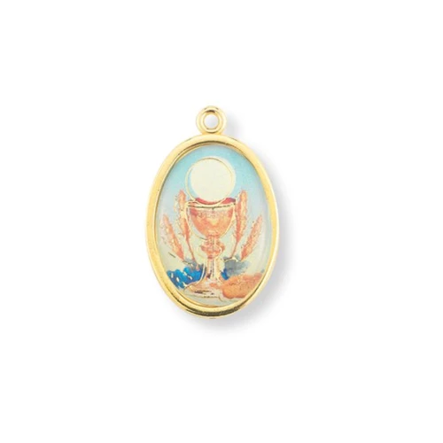 1" First Communion  Chalice Gold Finish Picture Medal