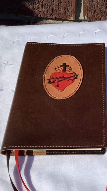 Handcrafted Leather Magnificat Cover - Standard Size - Sacred Heart Image