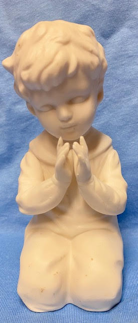 Sweet Praying Boy Ceramic Statue - Enesco - Made In Japan