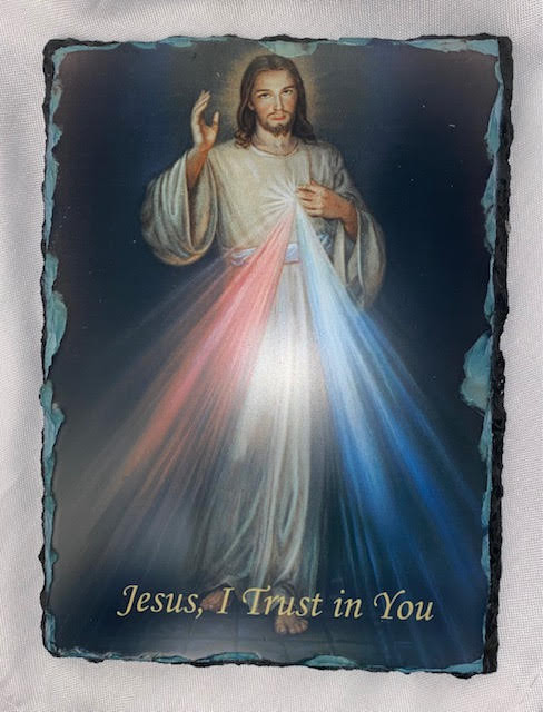 Divine Mercy Vertical Slate - Black Background